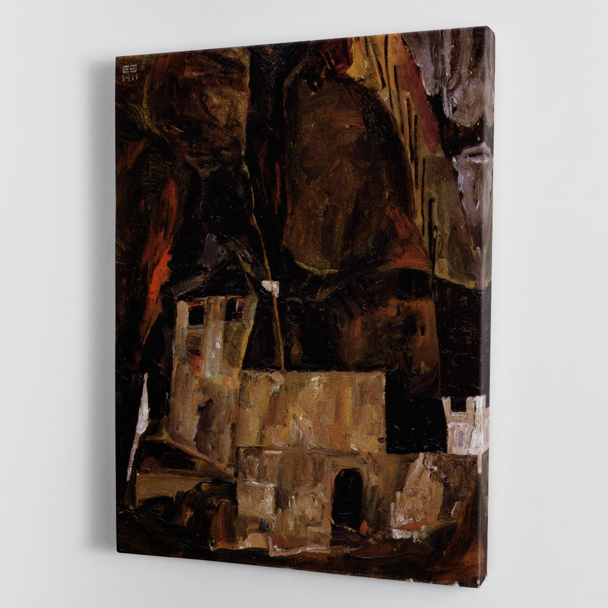 Wall and house and terrain with fence by Egon Schiele Canvas Print or Poster - Canvas Art Rocks - 1