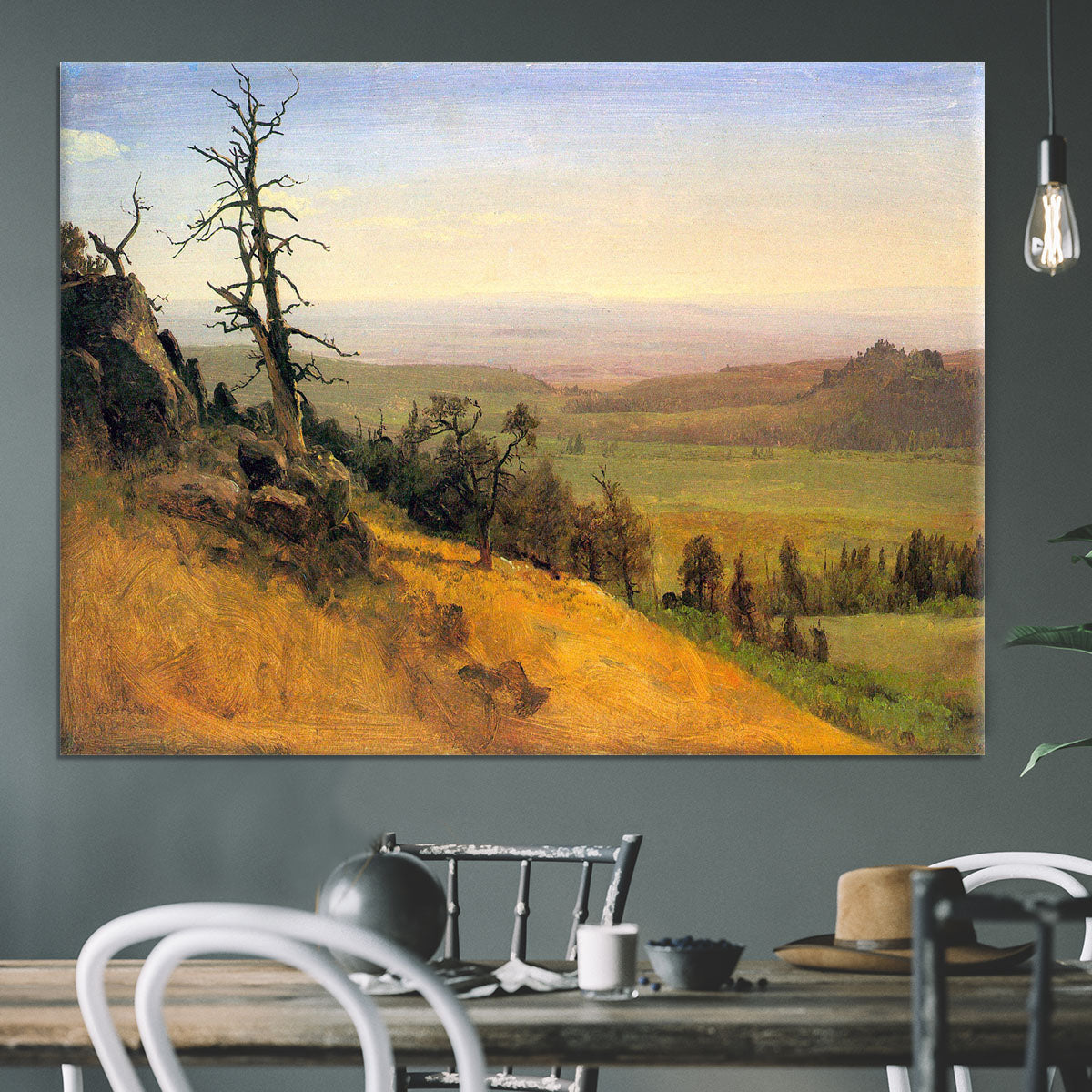 Wasatch Mountains Nebraska by Bierstadt Canvas Print or Poster - Canvas Art Rocks - 3