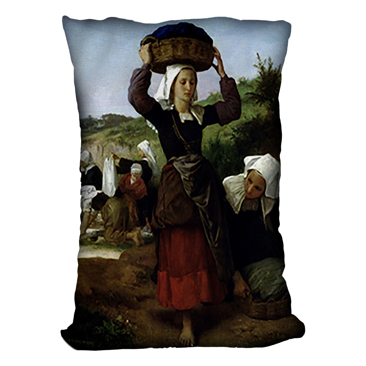 Washerwomen of Fouesnant By Bouguereau Cushion