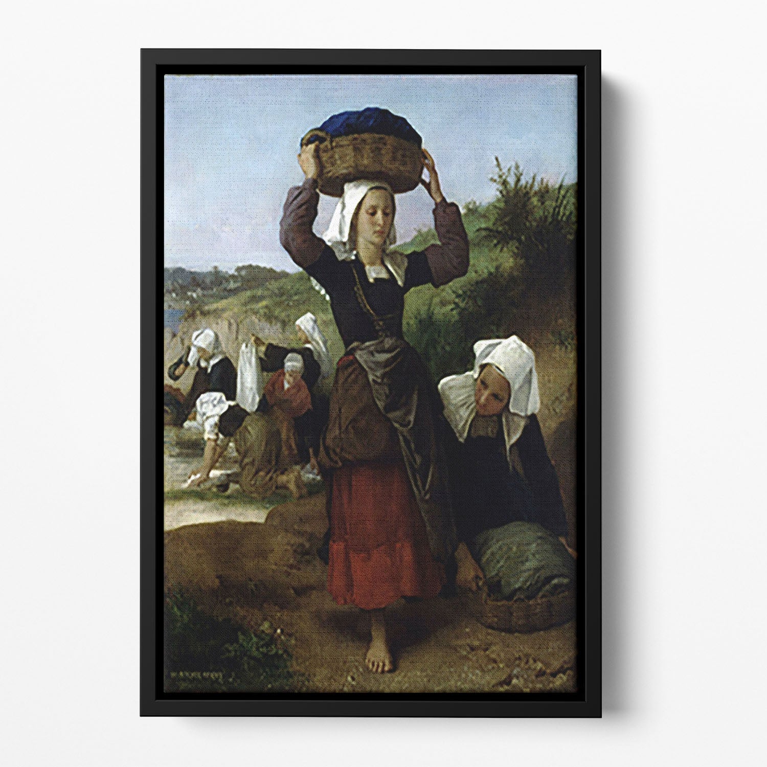 Washerwomen of Fouesnant By Bouguereau Floating Framed Canvas
