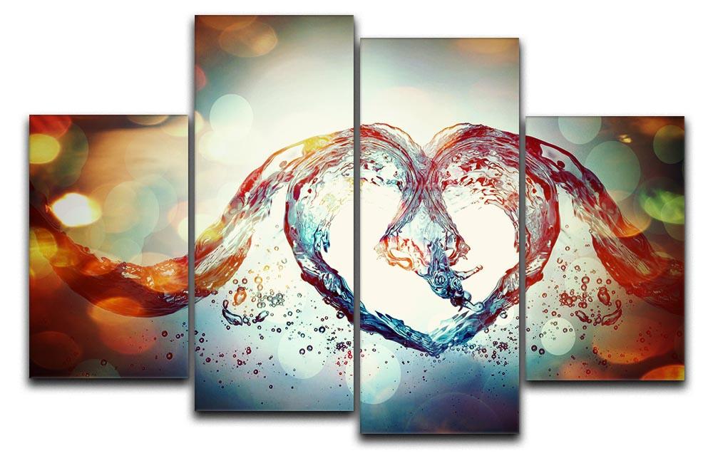 Water Heart 4 Split Panel Canvas  - Canvas Art Rocks - 1