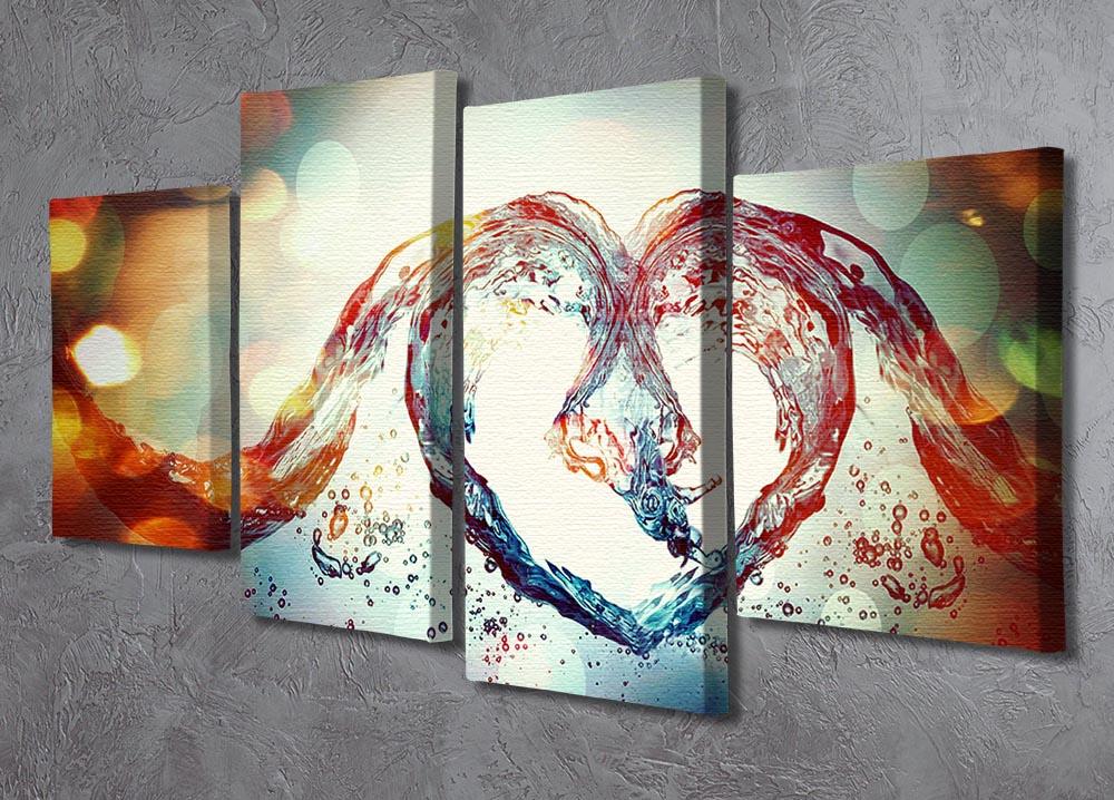 Water Heart 4 Split Panel Canvas - Canvas Art Rocks - 2