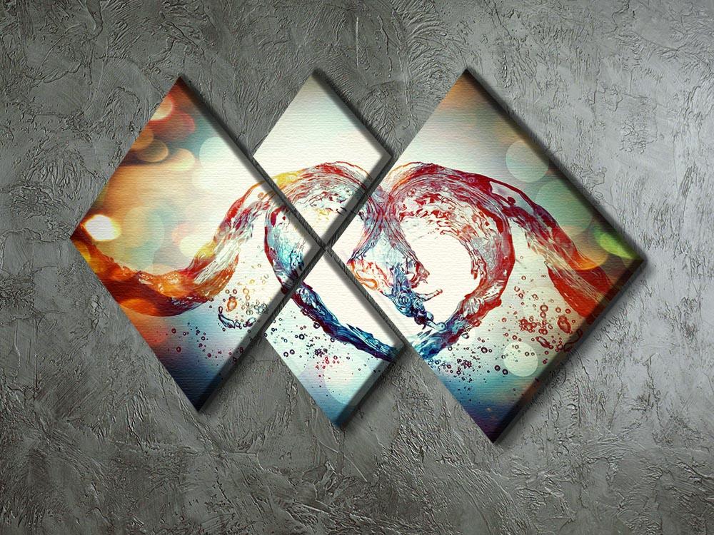 Water Heart 4 Square Multi Panel Canvas - Canvas Art Rocks - 2