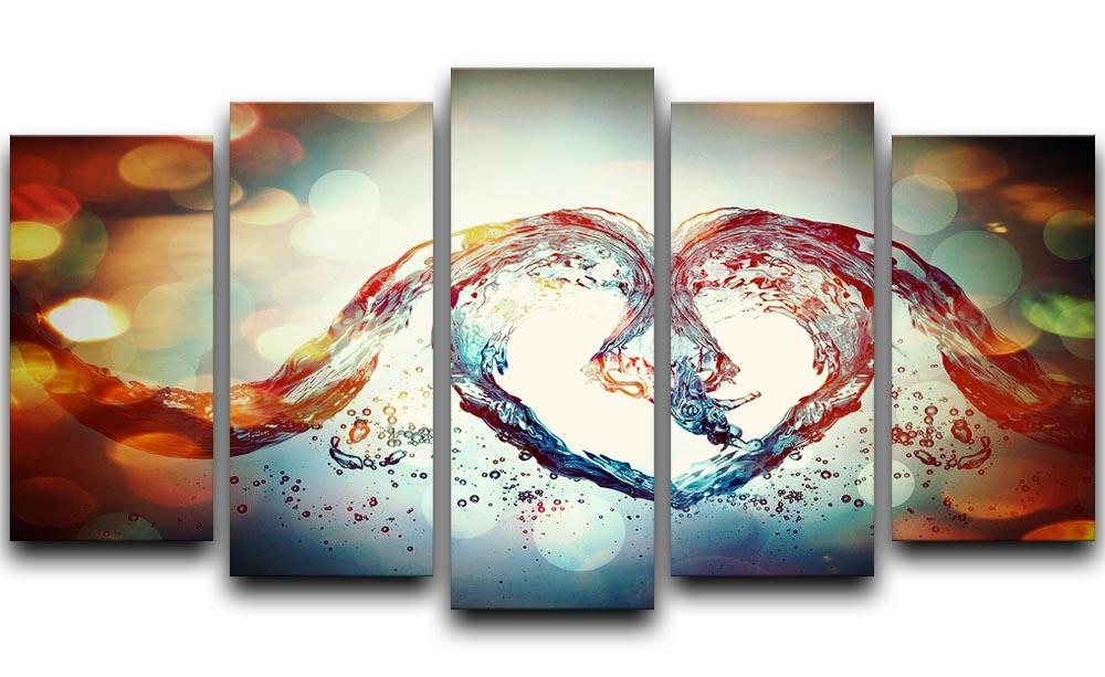 Water Heart 5 Split Panel Canvas  - Canvas Art Rocks - 1
