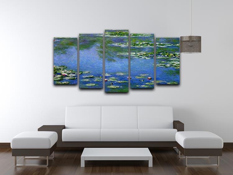Water Lilies by Monet 5 Split Panel Canvas - Canvas Art Rocks - 3