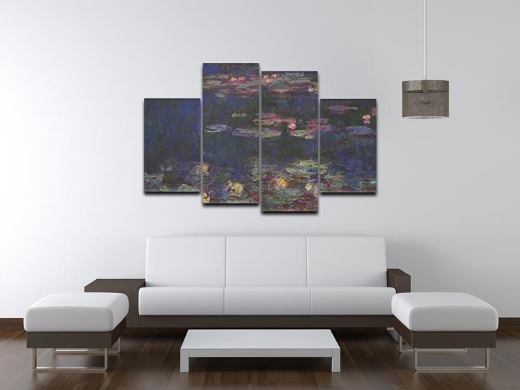 Water Lillies 11 by Monet 4 Split Panel Canvas - Canvas Art Rocks - 3