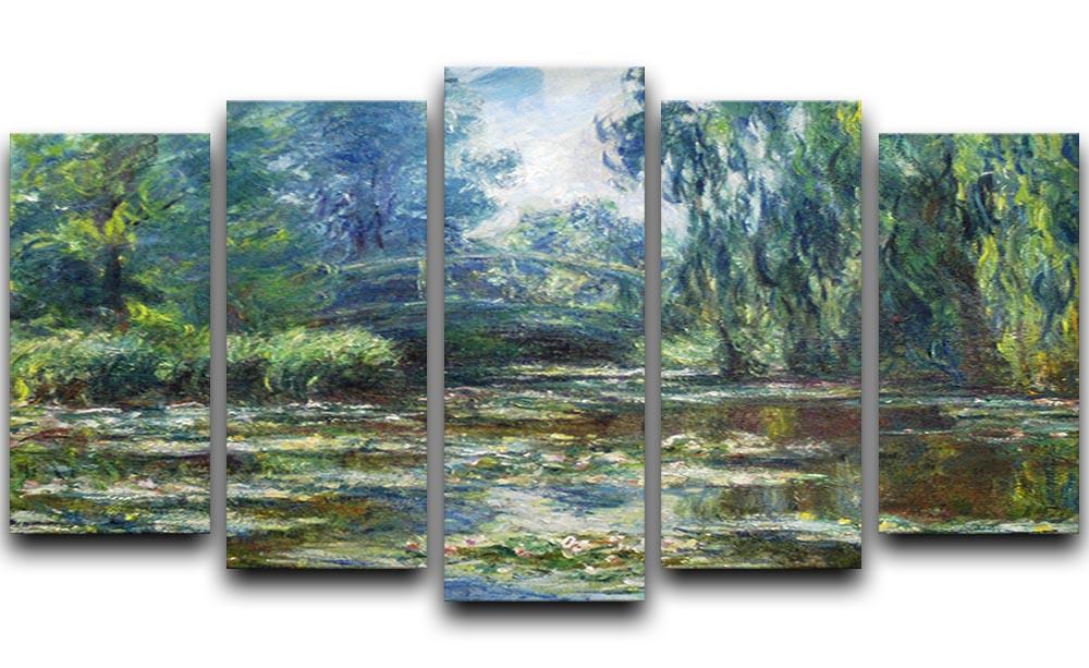 Water Lillies in Monets Garden by Monet 5 Split Panel Canvas  - Canvas Art Rocks - 1