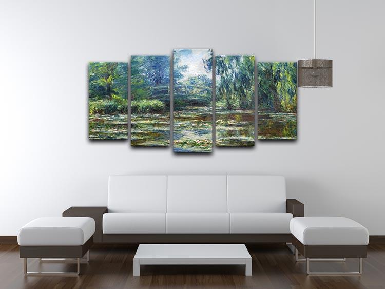 Water Lillies in Monets Garden by Monet 5 Split Panel Canvas - Canvas Art Rocks - 3