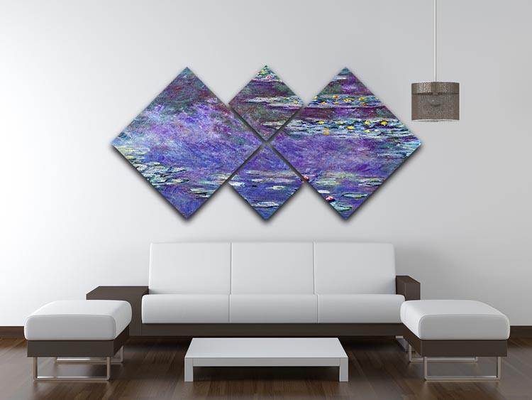 Water Lily Pond 3 by Monet 4 Square Multi Panel Canvas - Canvas Art Rocks - 3