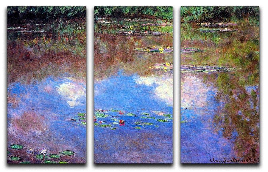 Water Lily Pond 4 by Monet Split Panel Canvas Print - Canvas Art Rocks - 4