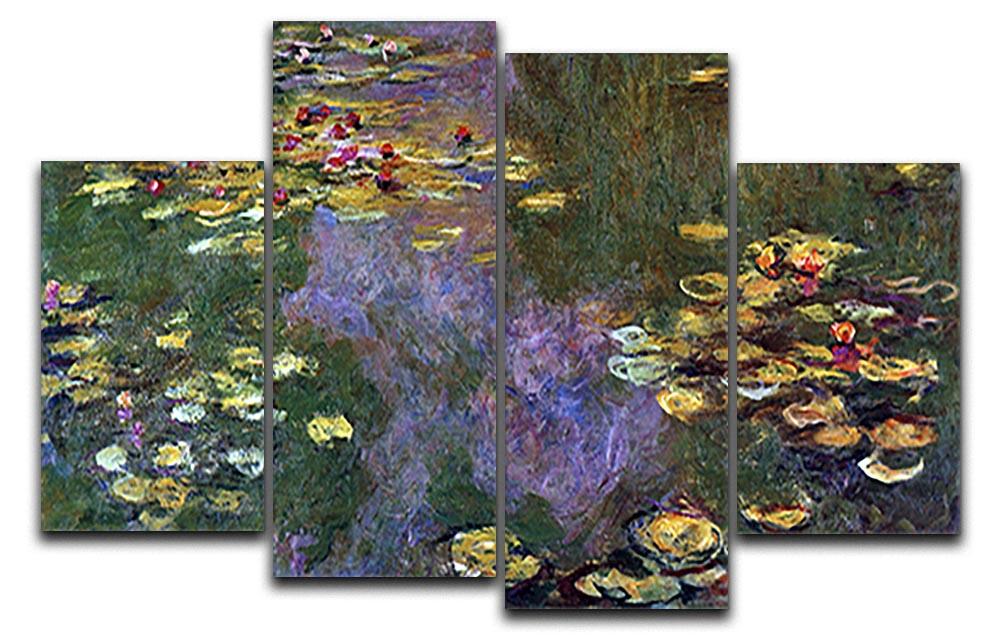 Water Lily Pond Giverny by Monet 4 Split Panel Canvas  - Canvas Art Rocks - 1