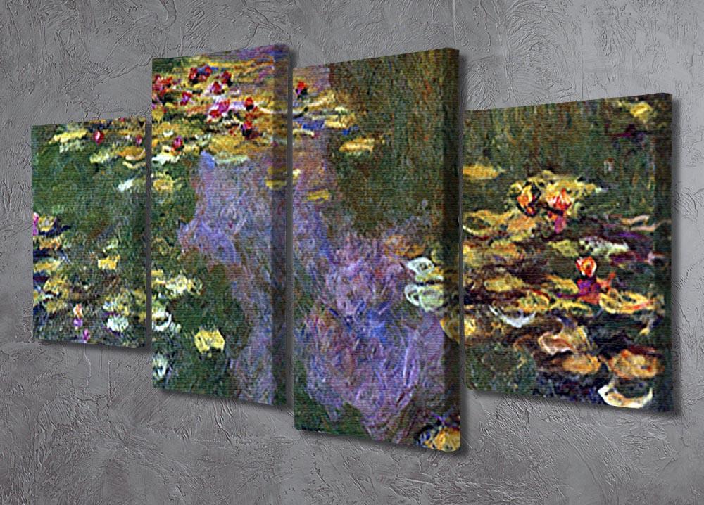 Water Lily Pond Giverny by Monet 4 Split Panel Canvas - Canvas Art Rocks - 2