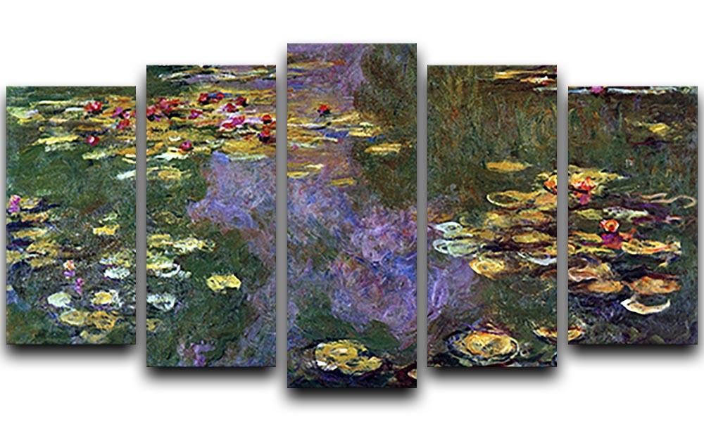 Water Lily Pond Giverny by Monet 5 Split Panel Canvas  - Canvas Art Rocks - 1