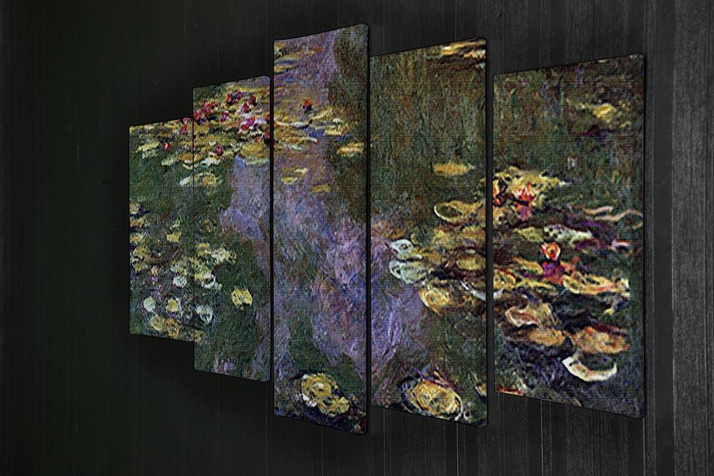 Water Lily Pond Giverny by Monet 5 Split Panel Canvas - Canvas Art Rocks - 2