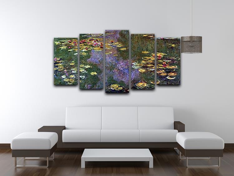 Water Lily Pond Giverny by Monet 5 Split Panel Canvas - Canvas Art Rocks - 3