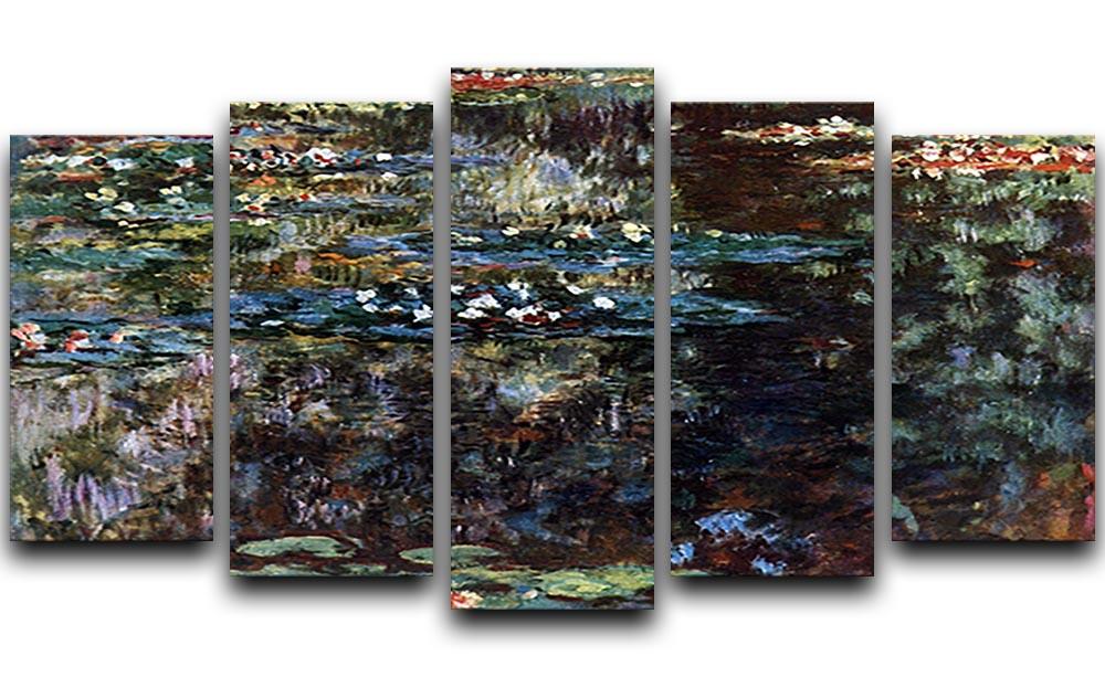 Water garden at Giverny by Monet 5 Split Panel Canvas  - Canvas Art Rocks - 1