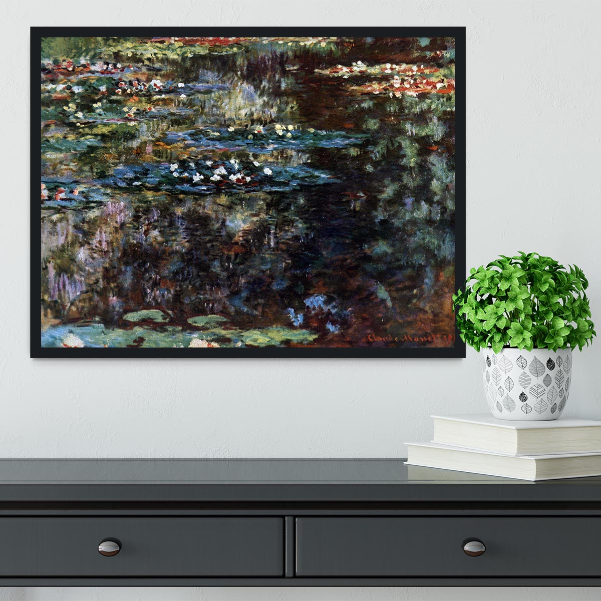 Water garden at Giverny by Monet Framed Print - Canvas Art Rocks - 2