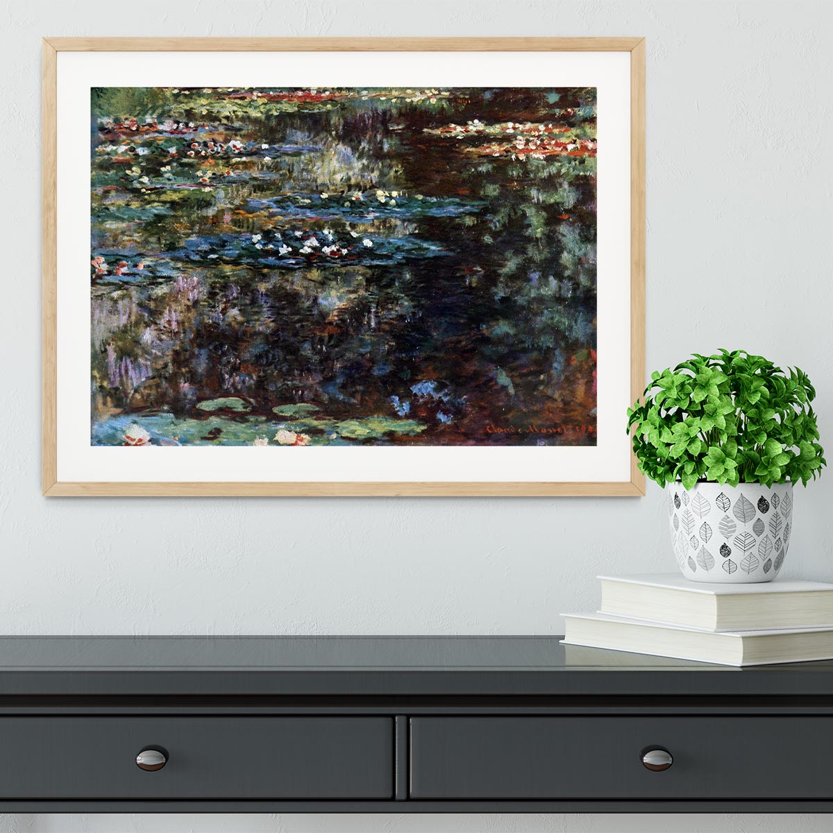 Water garden at Giverny by Monet Framed Print - Canvas Art Rocks - 3