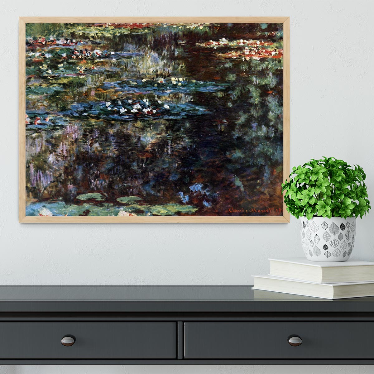 Water garden at Giverny by Monet Framed Print - Canvas Art Rocks - 4