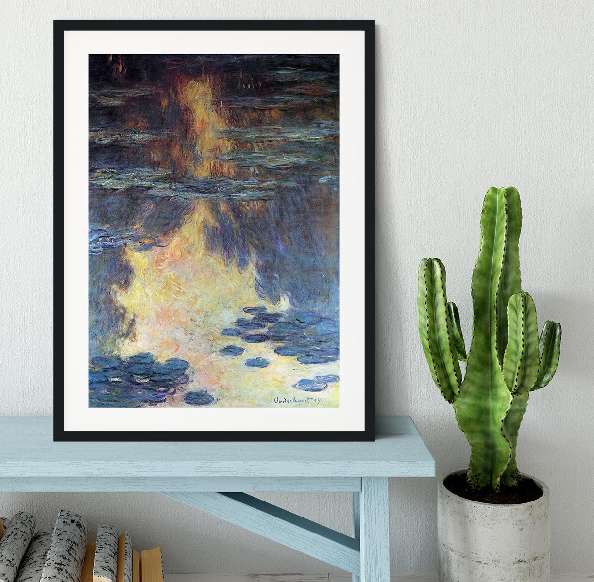 Water lilies water landscape 2 by Monet Framed Print - Canvas Art Rocks - 1