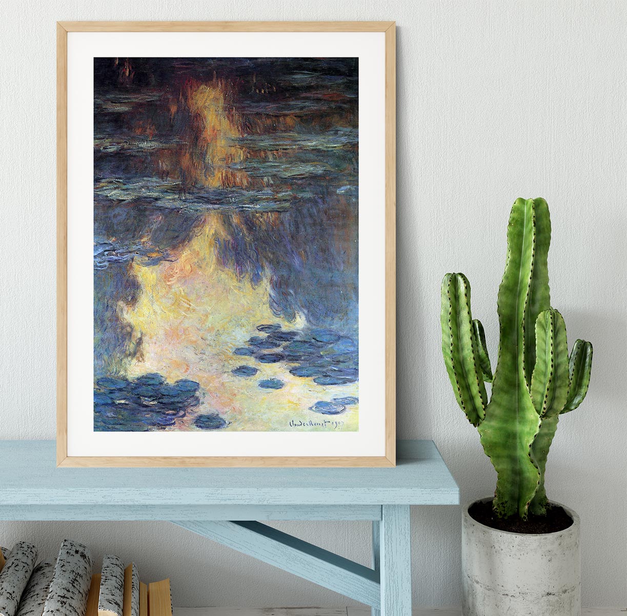 Water lilies water landscape 2 by Monet Framed Print - Canvas Art Rocks - 3