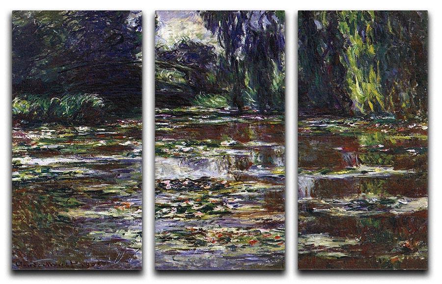 Water lilies water landscape 3 by Monet Split Panel Canvas Print - Canvas Art Rocks - 4