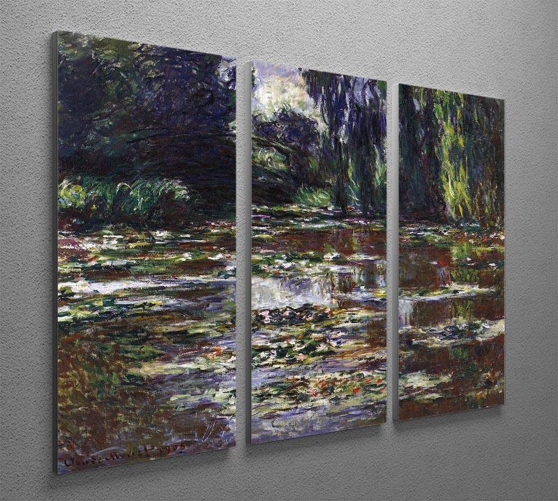 Water lilies water landscape 3 by Monet Split Panel Canvas Print - Canvas Art Rocks - 4