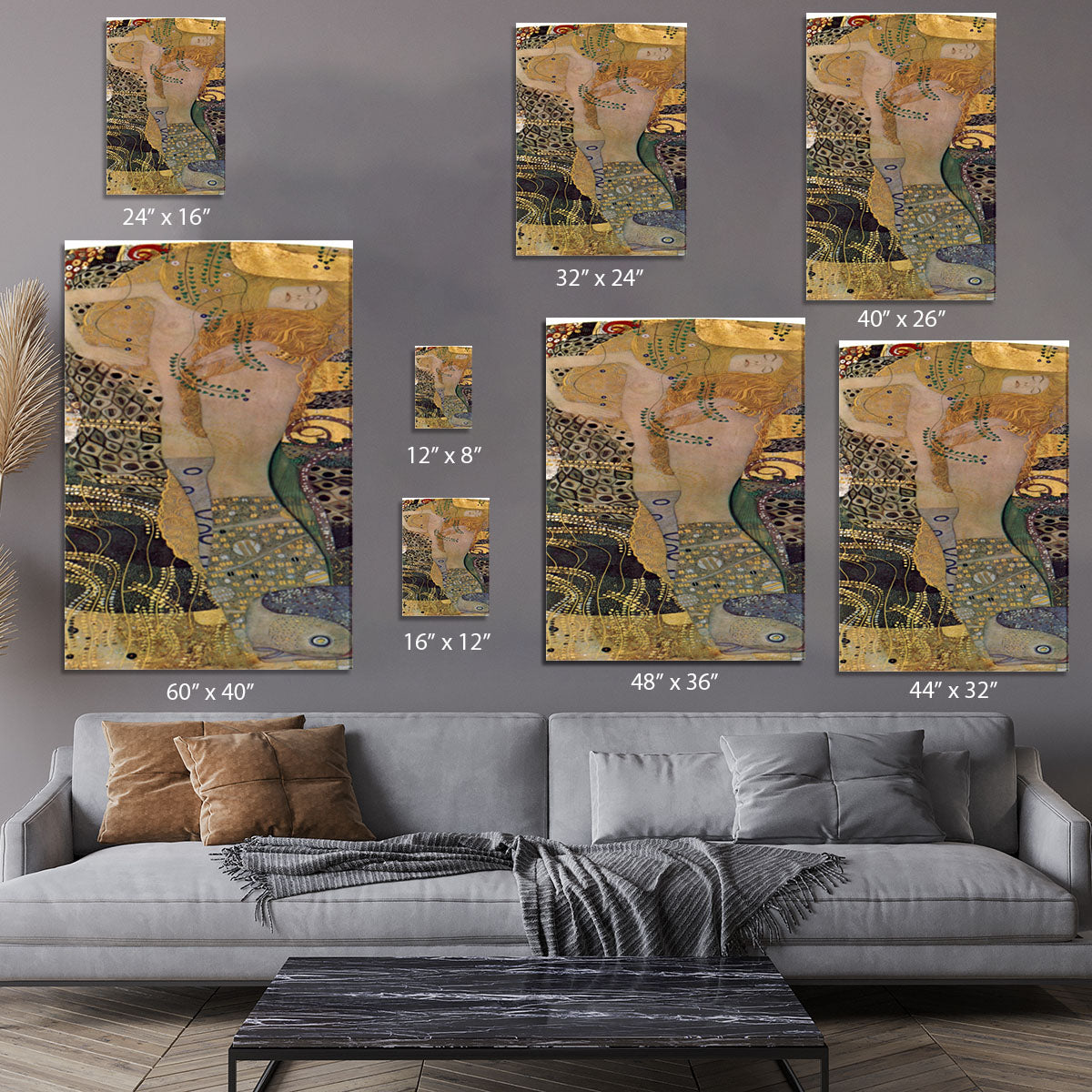 Water snakes friends I by Klimt Canvas Print or Poster - Canvas Art Rocks - 7