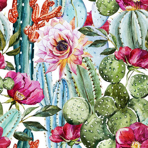 Watercolor cactus pattern Wall Mural Wallpaper - Canvas Art Rocks - 1