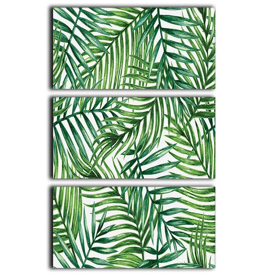 Watercolor tropical palm leaves 3 Split Panel Canvas Print - Canvas Art Rocks - 1