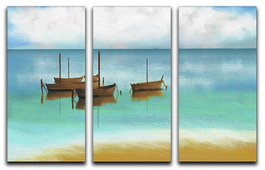 Watercolour Beach Scene 3 Split Panel Canvas Print - Canvas Art Rocks - 1