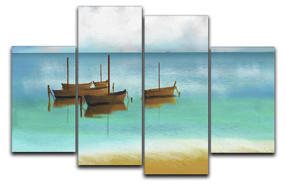 Watercolour Beach Scene 4 Split Panel Canvas  - Canvas Art Rocks - 1