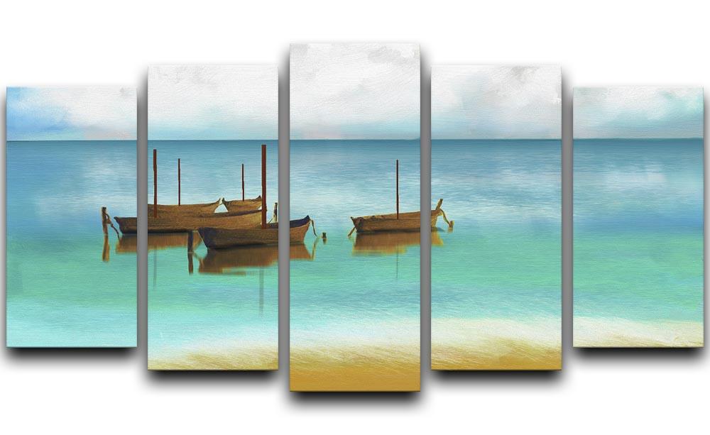 Watercolour Beach Scene 5 Split Panel Canvas  - Canvas Art Rocks - 1