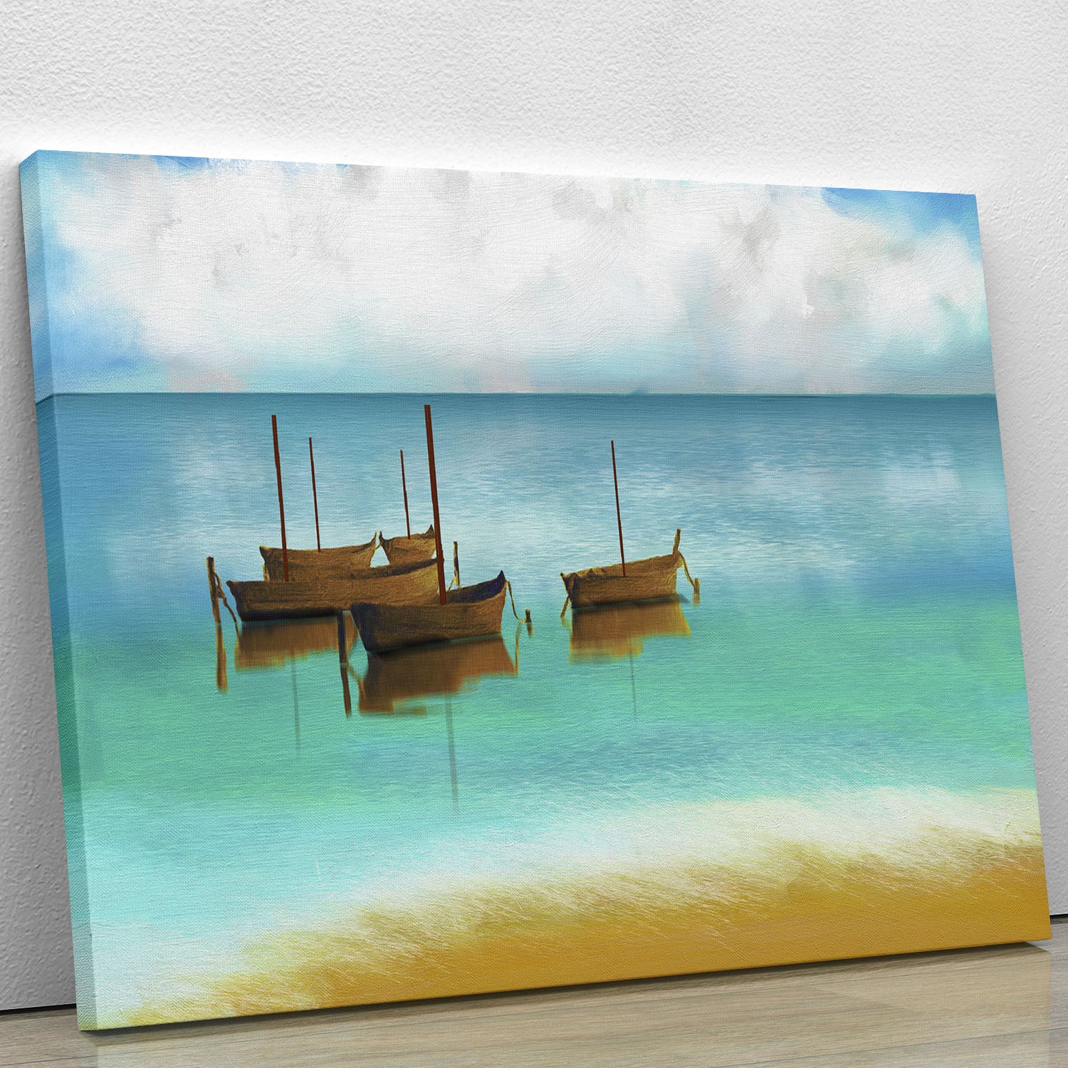 Watercolour Beach Scene Canvas Print or Poster - Canvas Art Rocks - 1