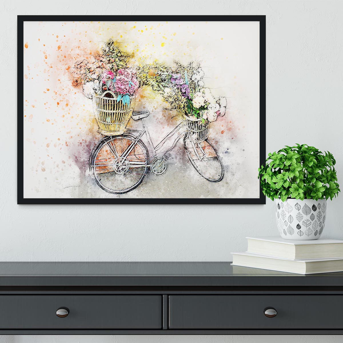 Watercolour Bike Framed Print - Canvas Art Rocks - 2