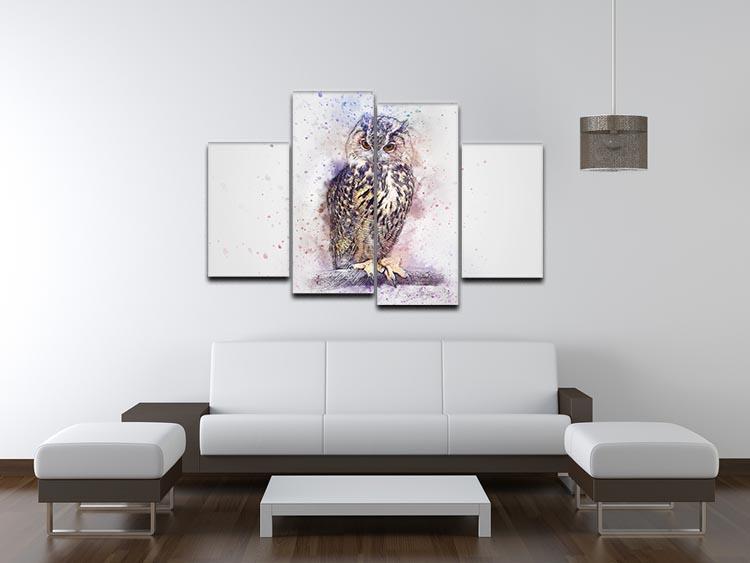 Watercolour Owl 4 Split Panel Canvas - Canvas Art Rocks - 3