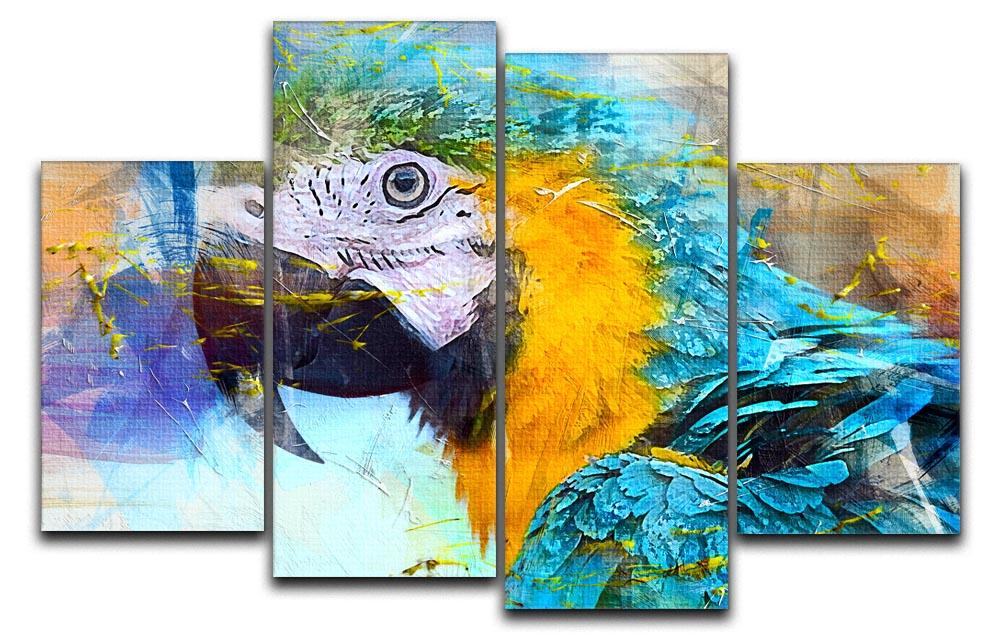 Watercolour Parrot Close Up 4 Split Panel Canvas  - Canvas Art Rocks - 1