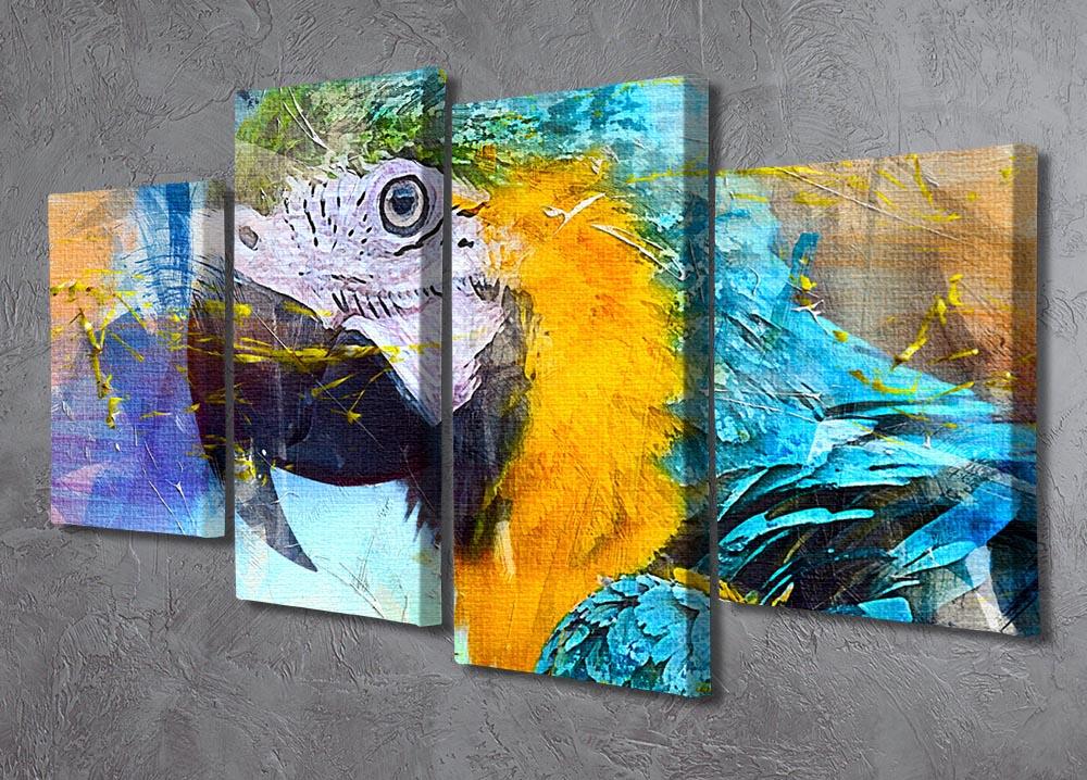 Watercolour Parrot Close Up 4 Split Panel Canvas - Canvas Art Rocks - 2