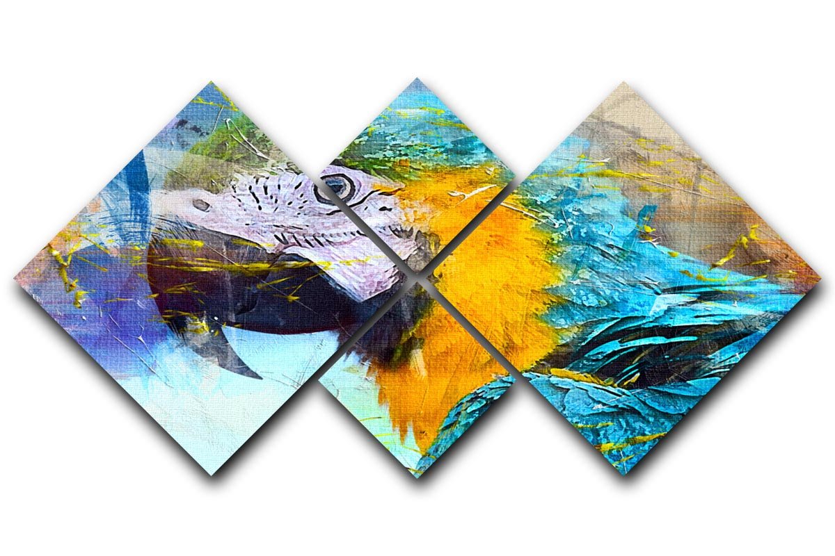 Watercolour Parrot Close Up 4 Square Multi Panel Canvas  - Canvas Art Rocks - 1