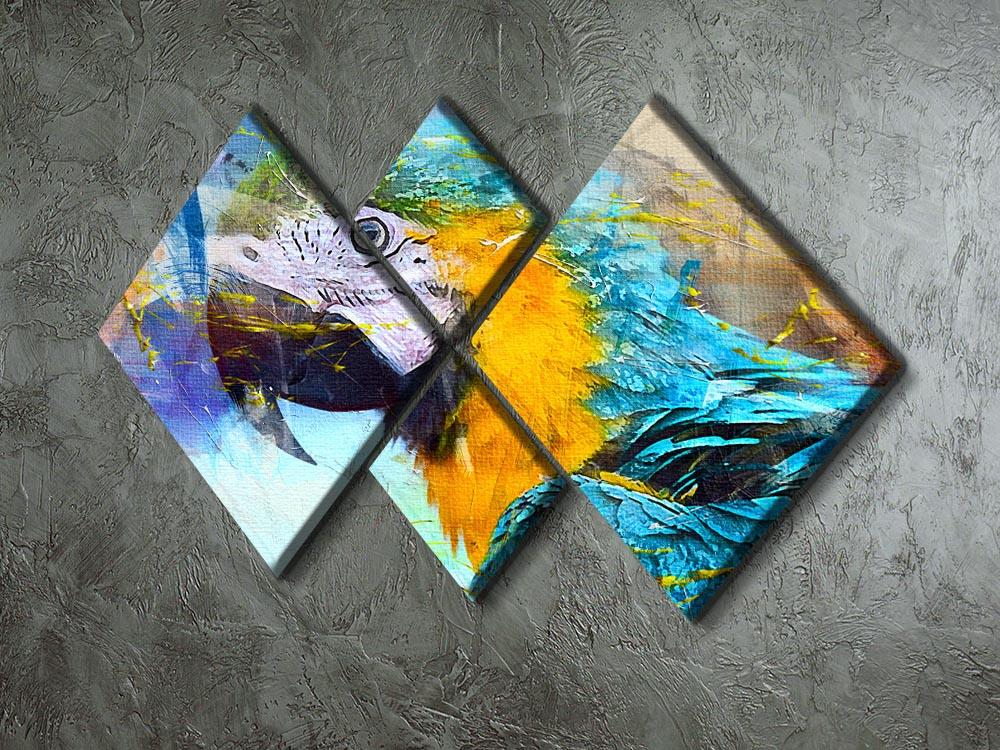 Watercolour Parrot Close Up 4 Square Multi Panel Canvas - Canvas Art Rocks - 2