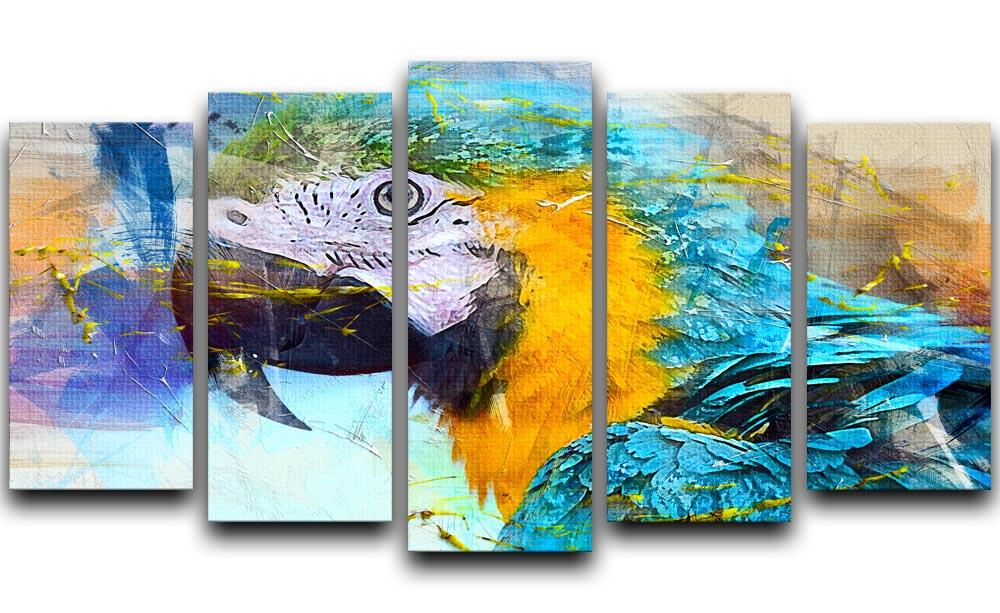 Watercolour Parrot Close Up 5 Split Panel Canvas  - Canvas Art Rocks - 1