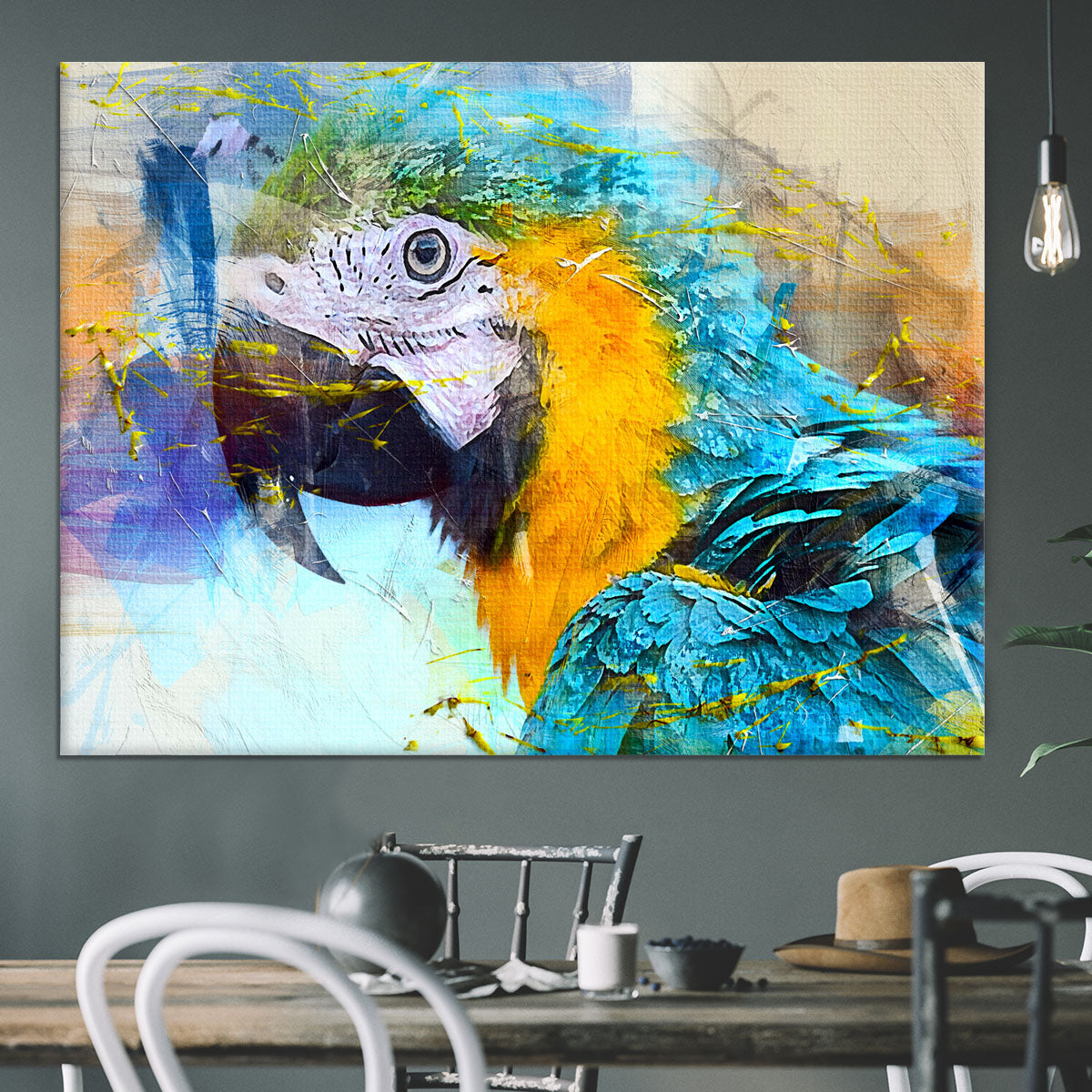 Watercolour Parrot Close Up Canvas Print or Poster - Canvas Art Rocks - 3