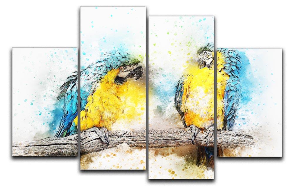 Watercolour Parrots 4 Split Panel Canvas  - Canvas Art Rocks - 1