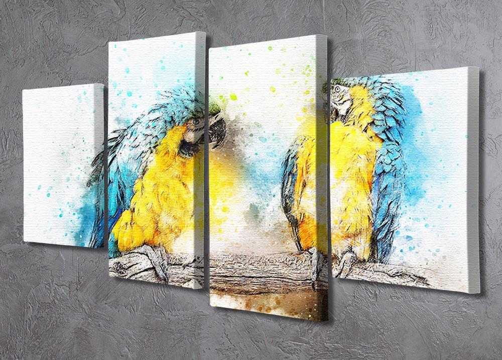 Watercolour Parrots 4 Split Panel Canvas - Canvas Art Rocks - 2