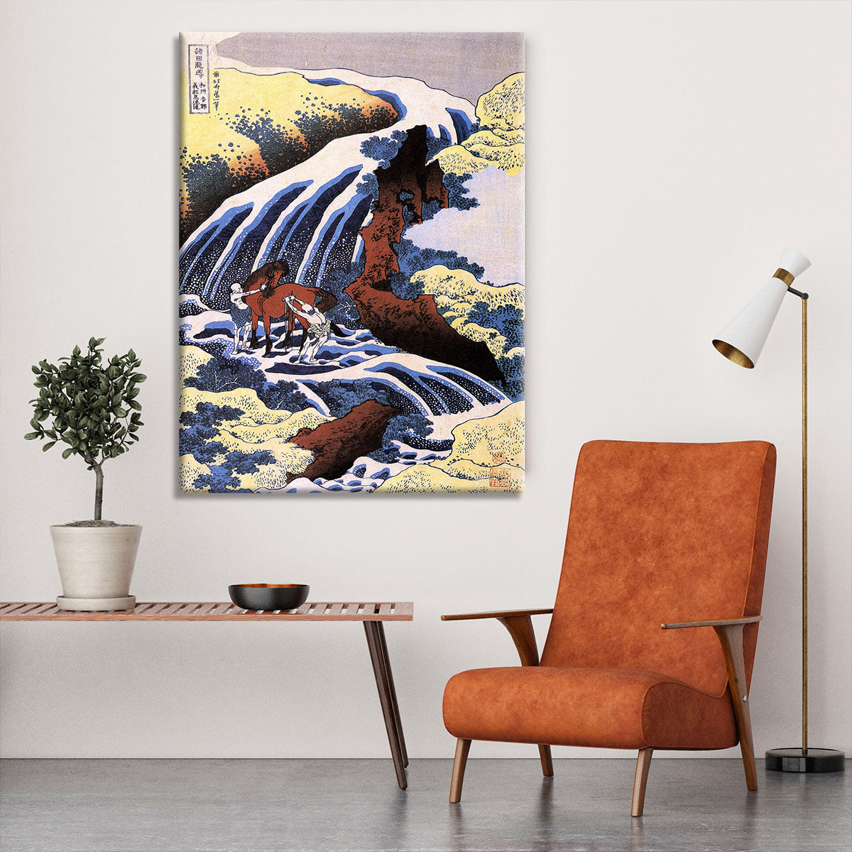 Waterfall and horse washing by Hokusai Canvas Print or Poster - Canvas Art Rocks - 6