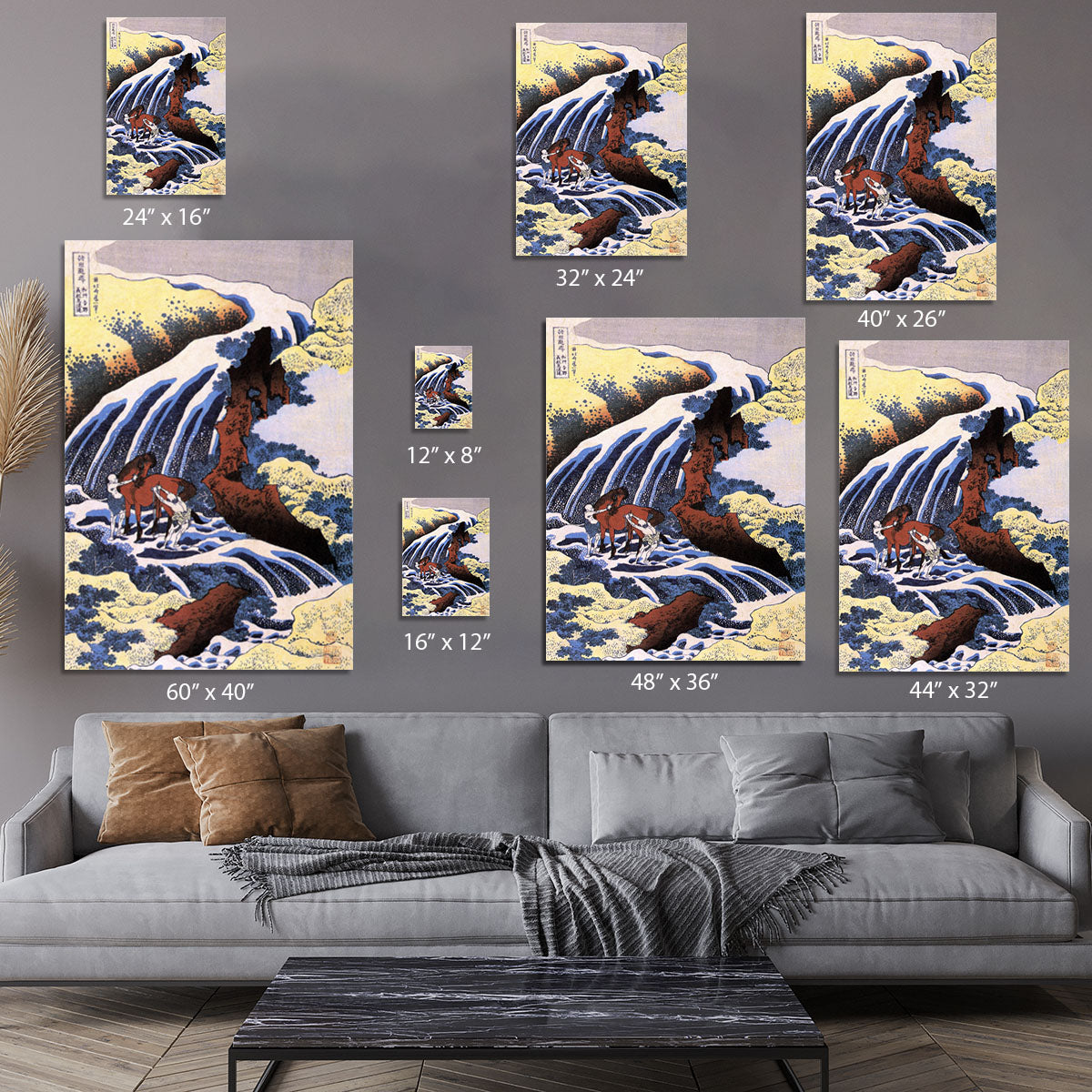 Waterfall and horse washing by Hokusai Canvas Print or Poster - Canvas Art Rocks - 7
