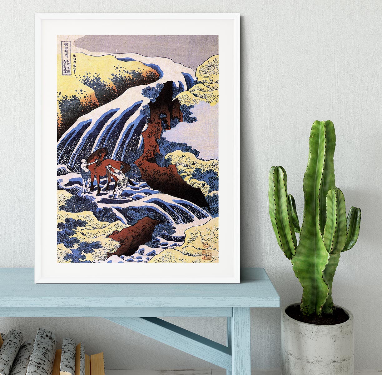 Waterfall and horse washing by Hokusai Framed Print - Canvas Art Rocks - 5