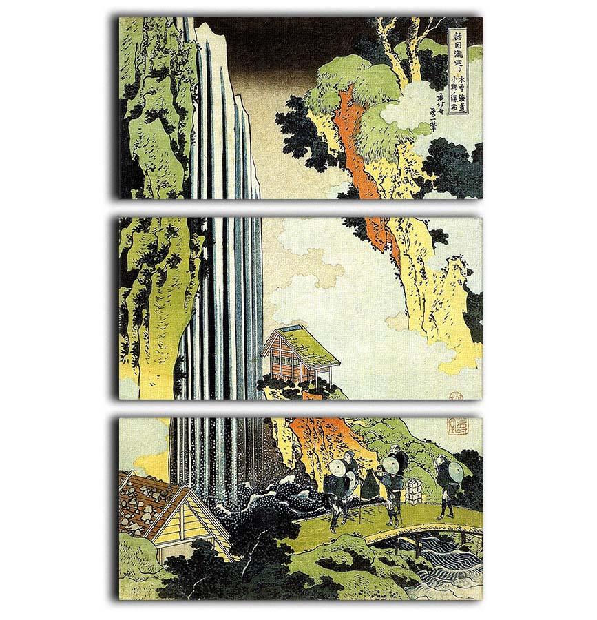 Waterfall by Hokusai 3 Split Panel Canvas Print - Canvas Art Rocks - 1