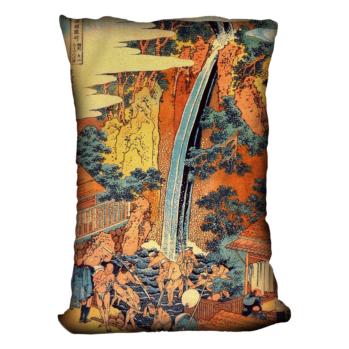Waterfalls in all provinces 2 by Hokusai Cushion