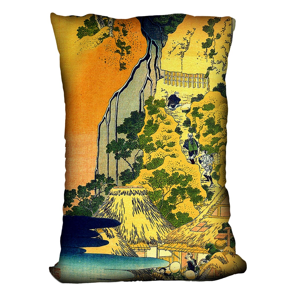 Waterfalls in all provinces by Hokusai Cushion